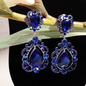 Earrings Clipon Royal blue drop earrings